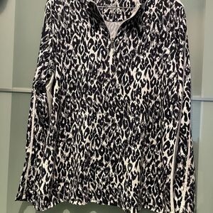 Tail Black And White Leopard Print Long Sleeve Top XXlL